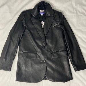 Future Collective Women's Black Faux Leather Jacket, XXS